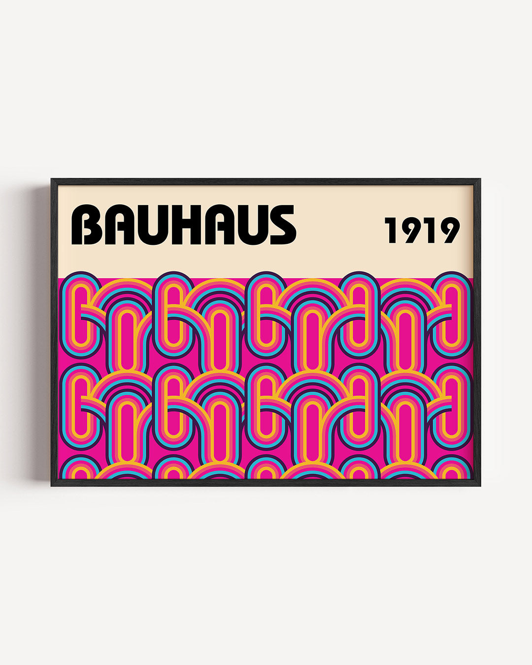 Kleurrijke vormritme – liggende Bauhaus poster als wanddecoratie