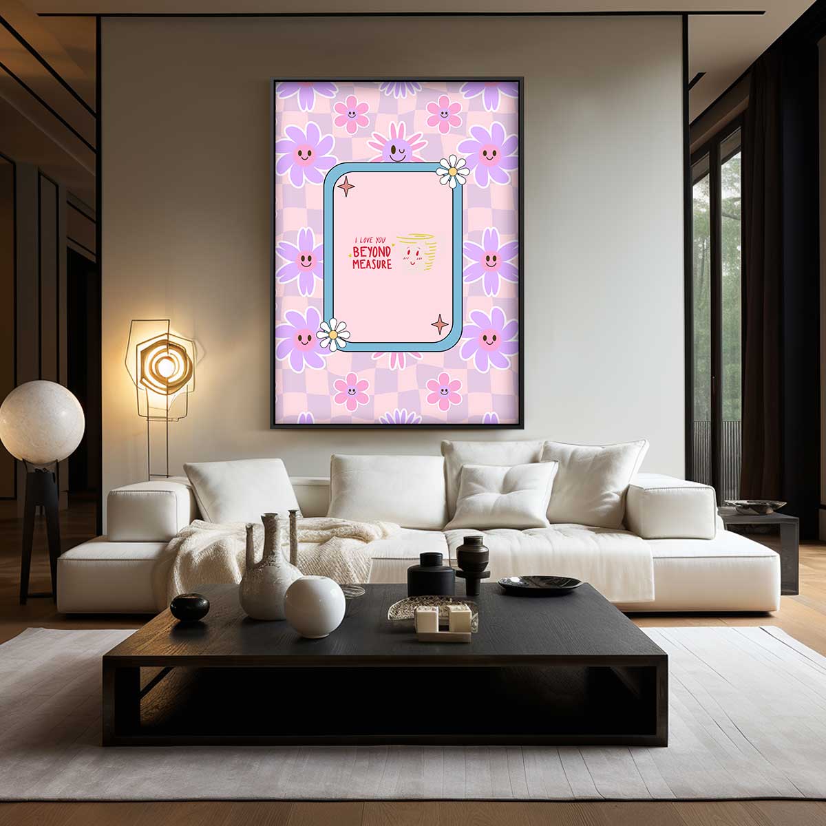 Bloemenkaart "Beyond Measure – modern portret kunstwerk van WallArtistic