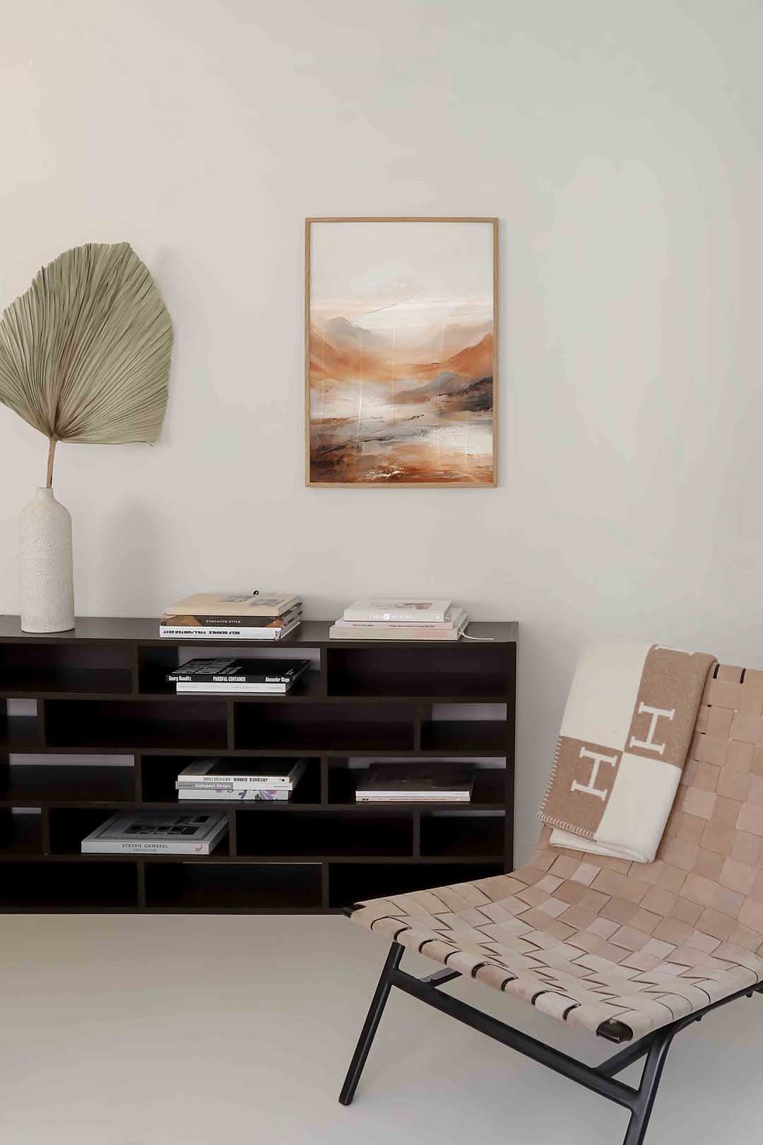 Landschap in beige en bruin – natuur poster in staand formaat