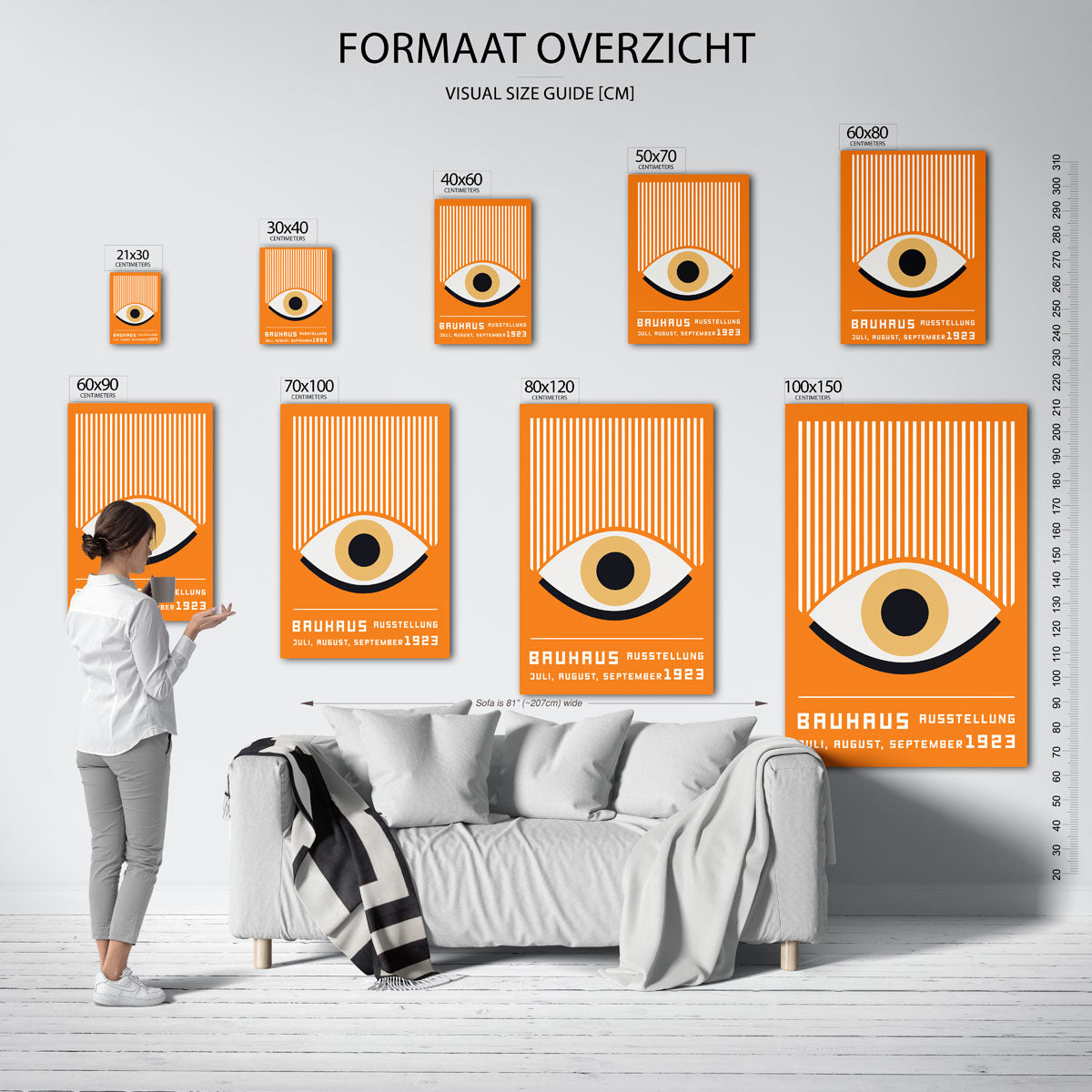 Lijnen en oog – geometrische poster in Bauhaus-stijl van WallArtistic