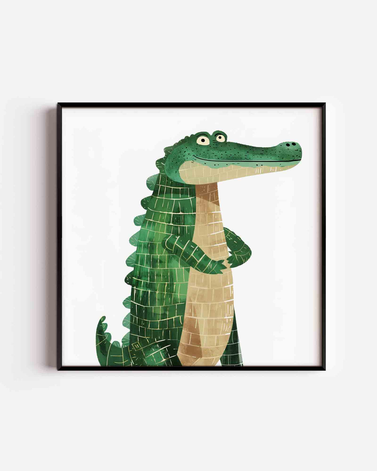 Groene krokodil – vierkante kinderposter als wanddecoratie