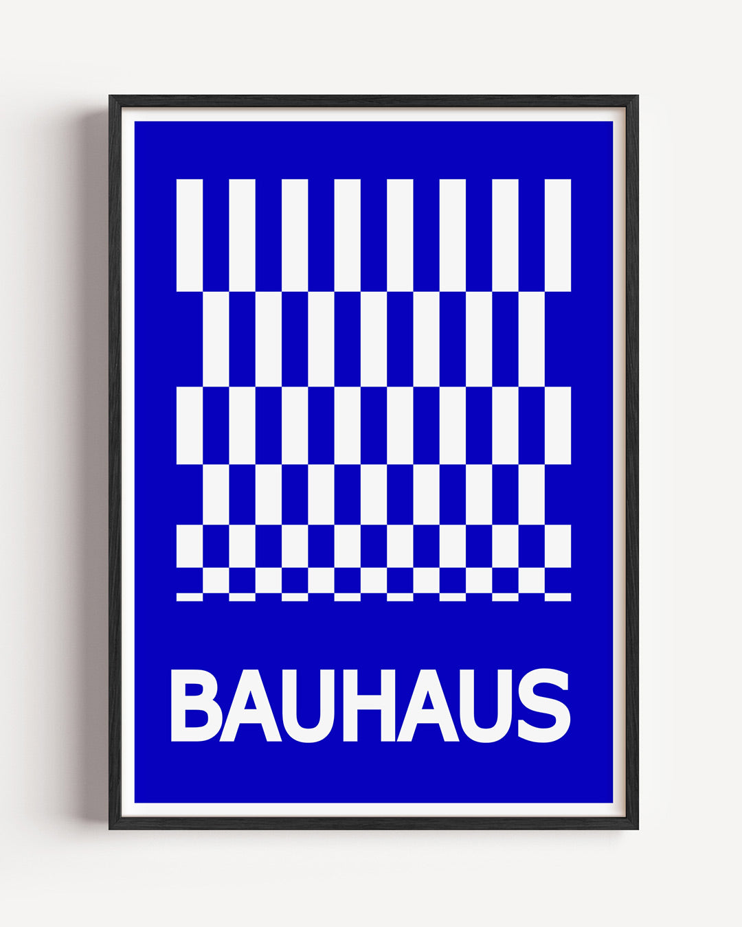 Blauw wit ritme – staande Bauhaus poster als wanddecoratie