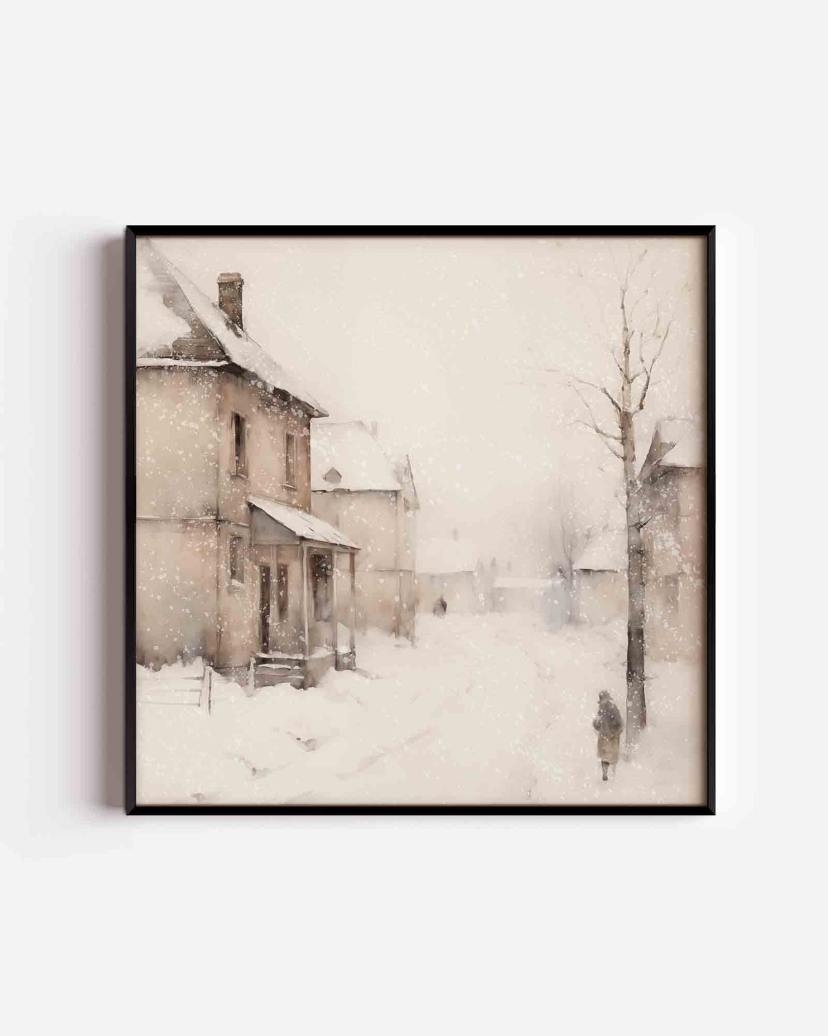 Winterse straat – kerst vierkante poster als wanddecoratie