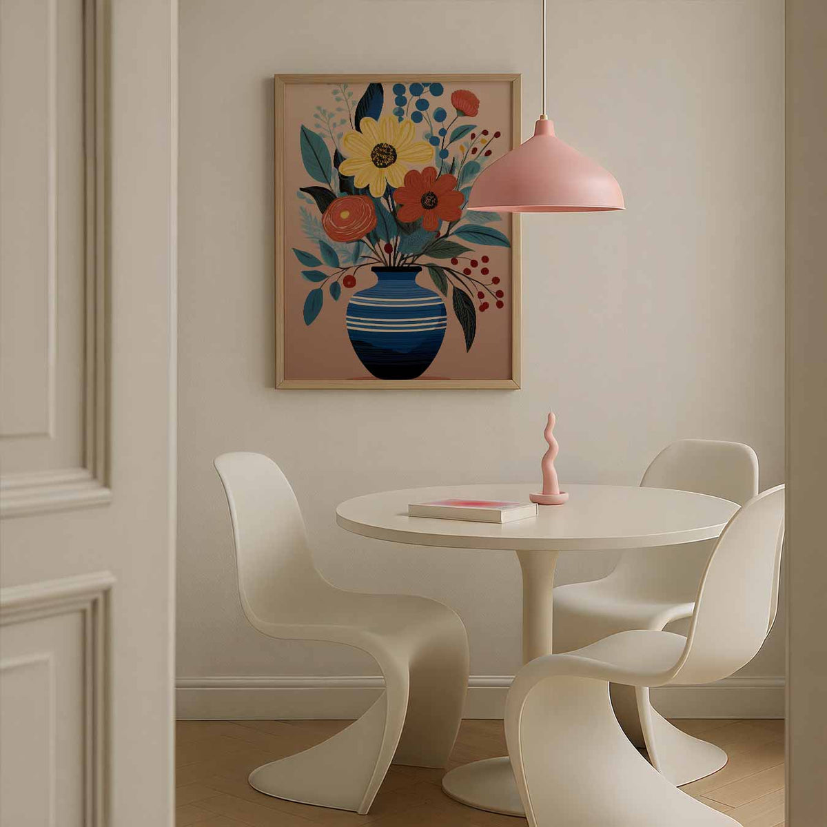 Bloemige Vaas Illustratie – bloemen poster in staand formaat