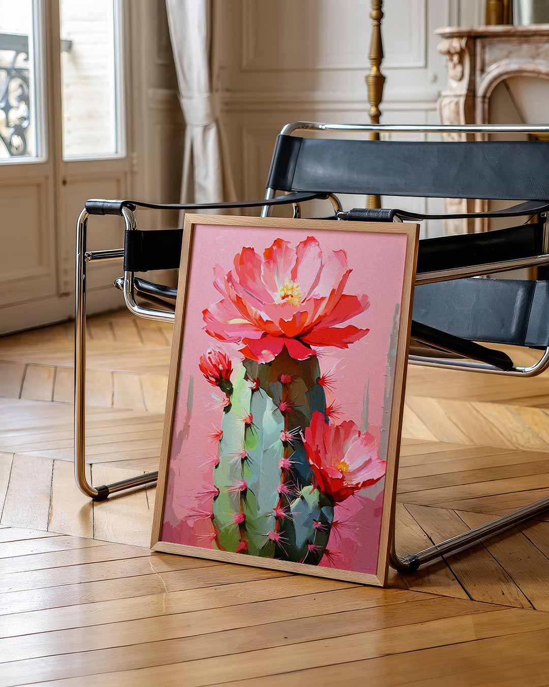 Bloeiende Cactus Kunstposter – staande muurposter voor Pasen