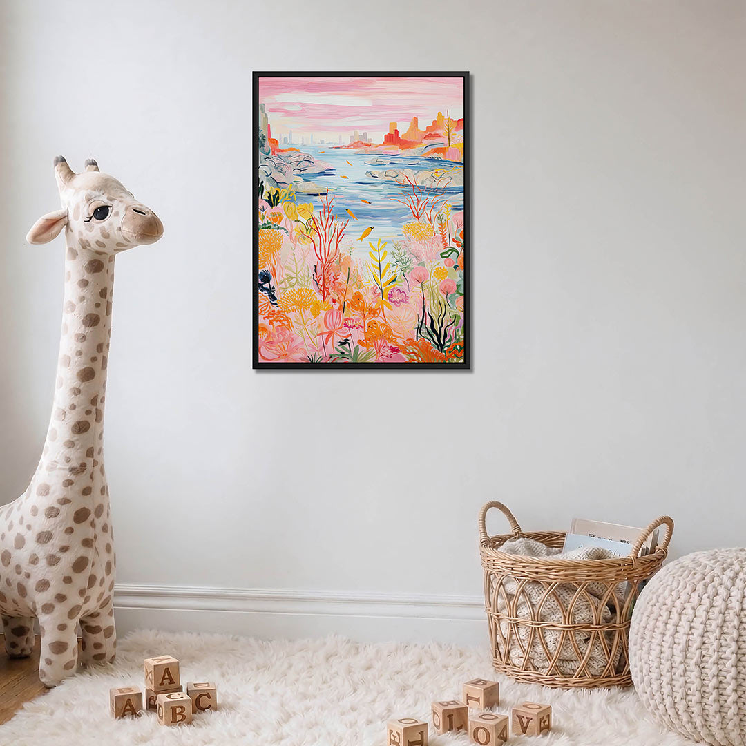 Kleurrijke natuurlandschap – moderne staande wandkunst