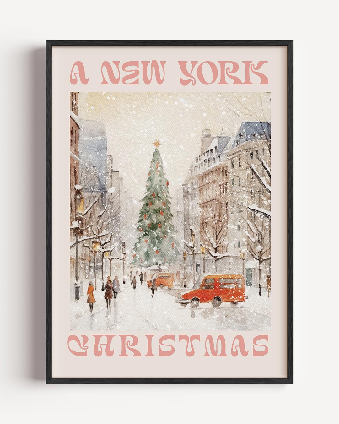Sfeervolle New York Kerstmis – kerst portret poster als wanddecoratie