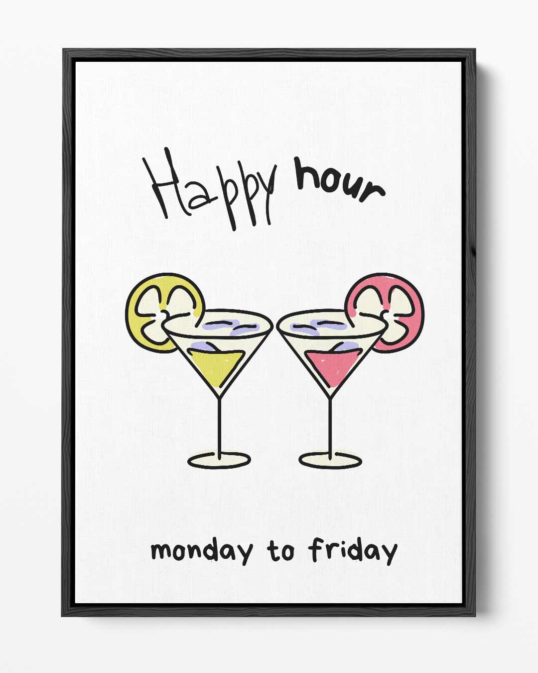 Happy Hour Illustratie – portret kunstwerk als wanddecoratie