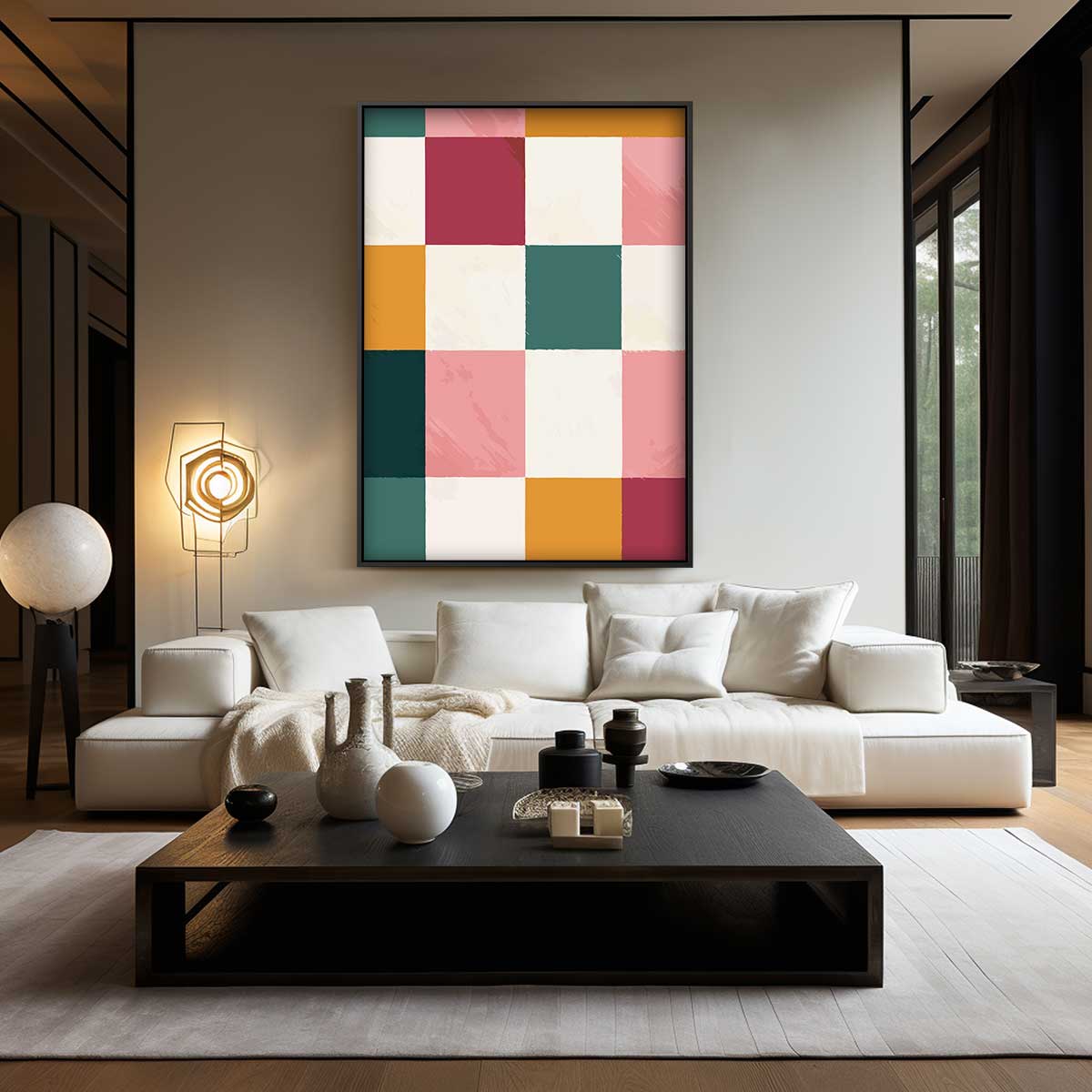 Speelse Kleurenmozaïek – canvas wanddecoratie in portret formaat
