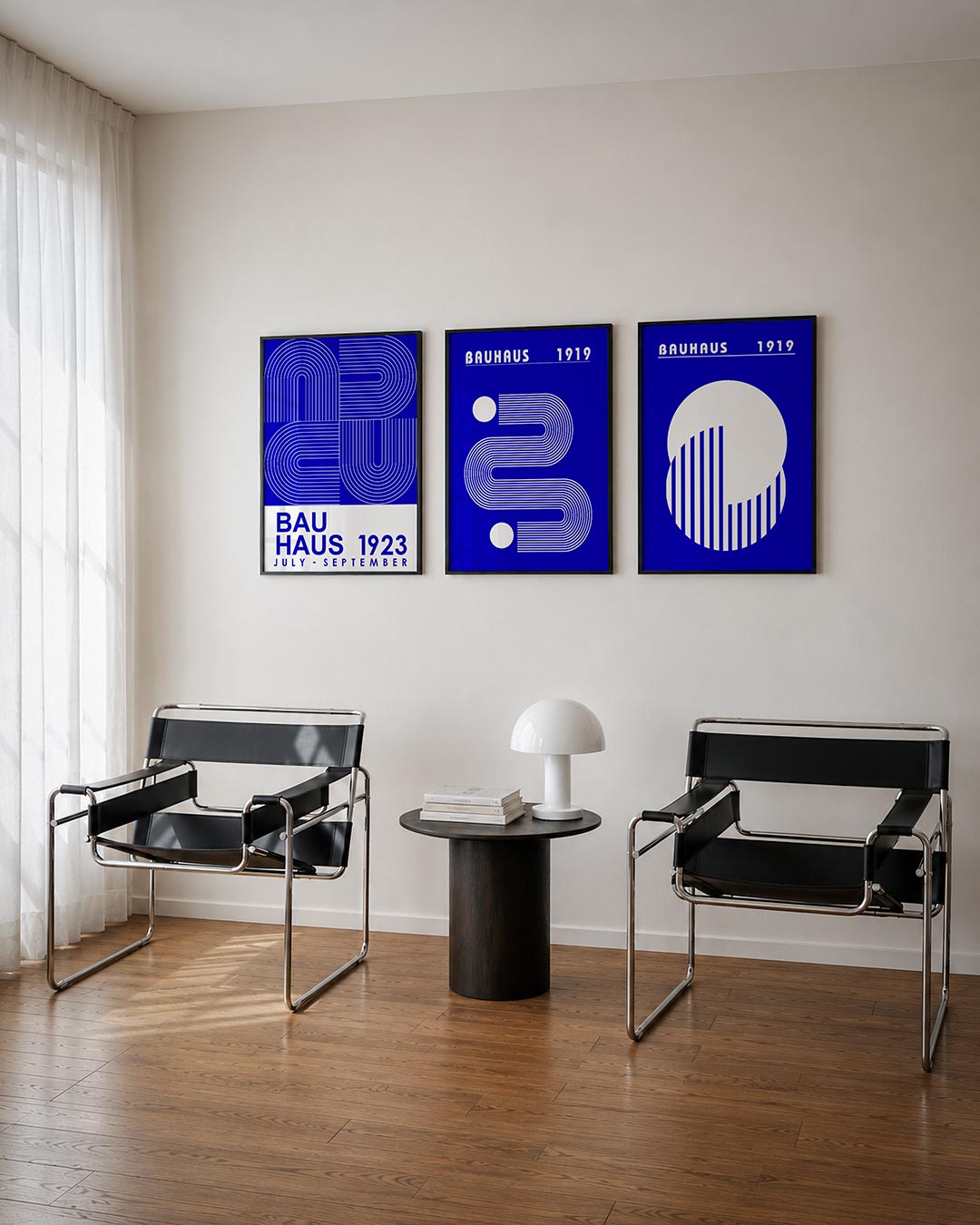 Lijnen en vormen driedelige posterset – deze posterset in drie delen toont een dynamisch lijnenspel met gebogen en rechte