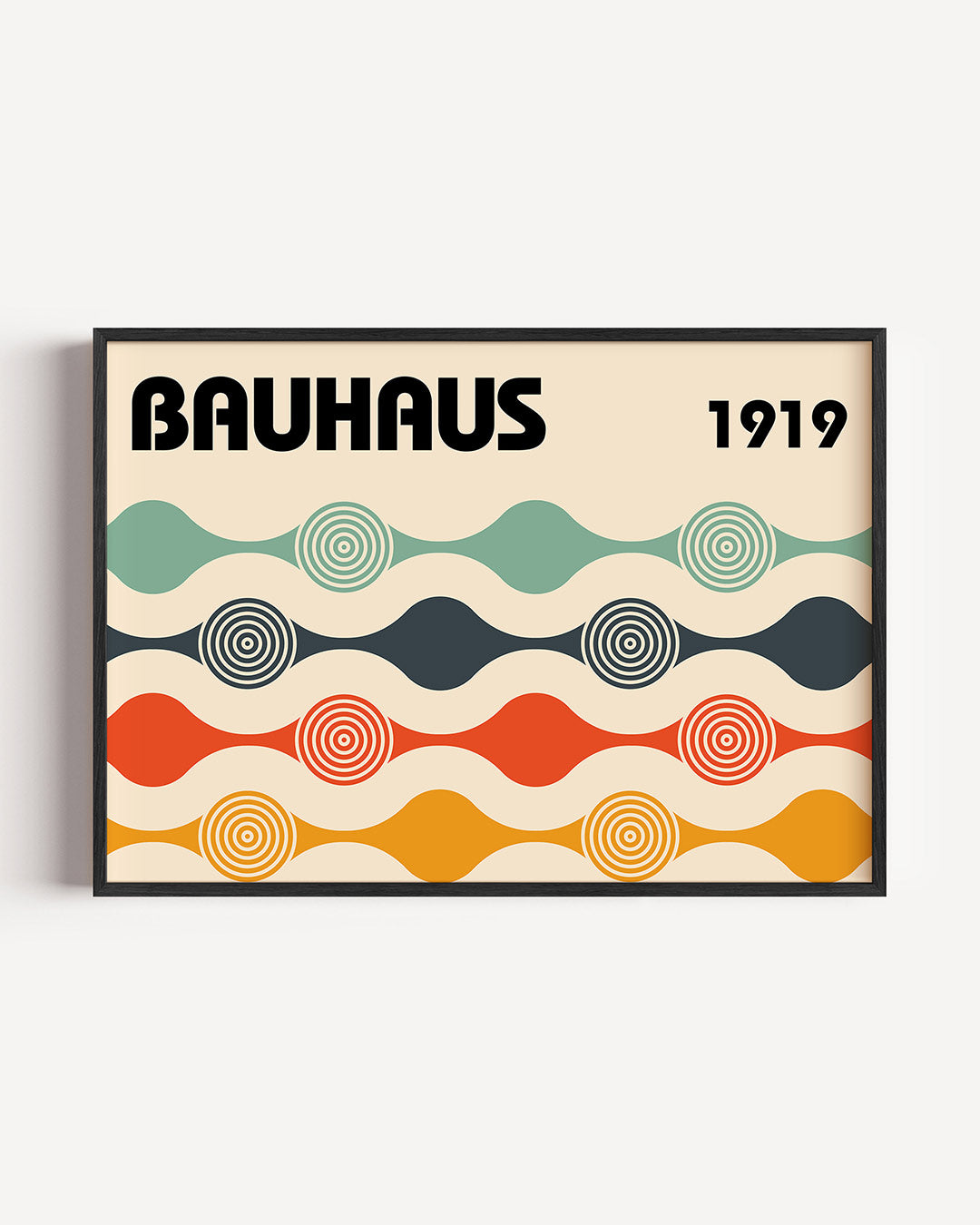 Vorm en kleur – liggende Bauhaus poster als wanddecoratie