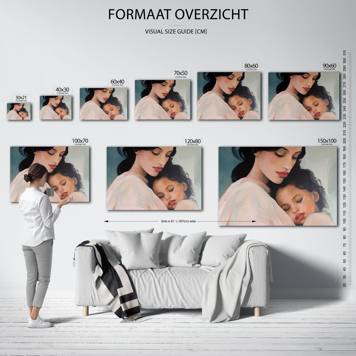 Moeder en kind – liggende muurposter met vrouwelijk portret