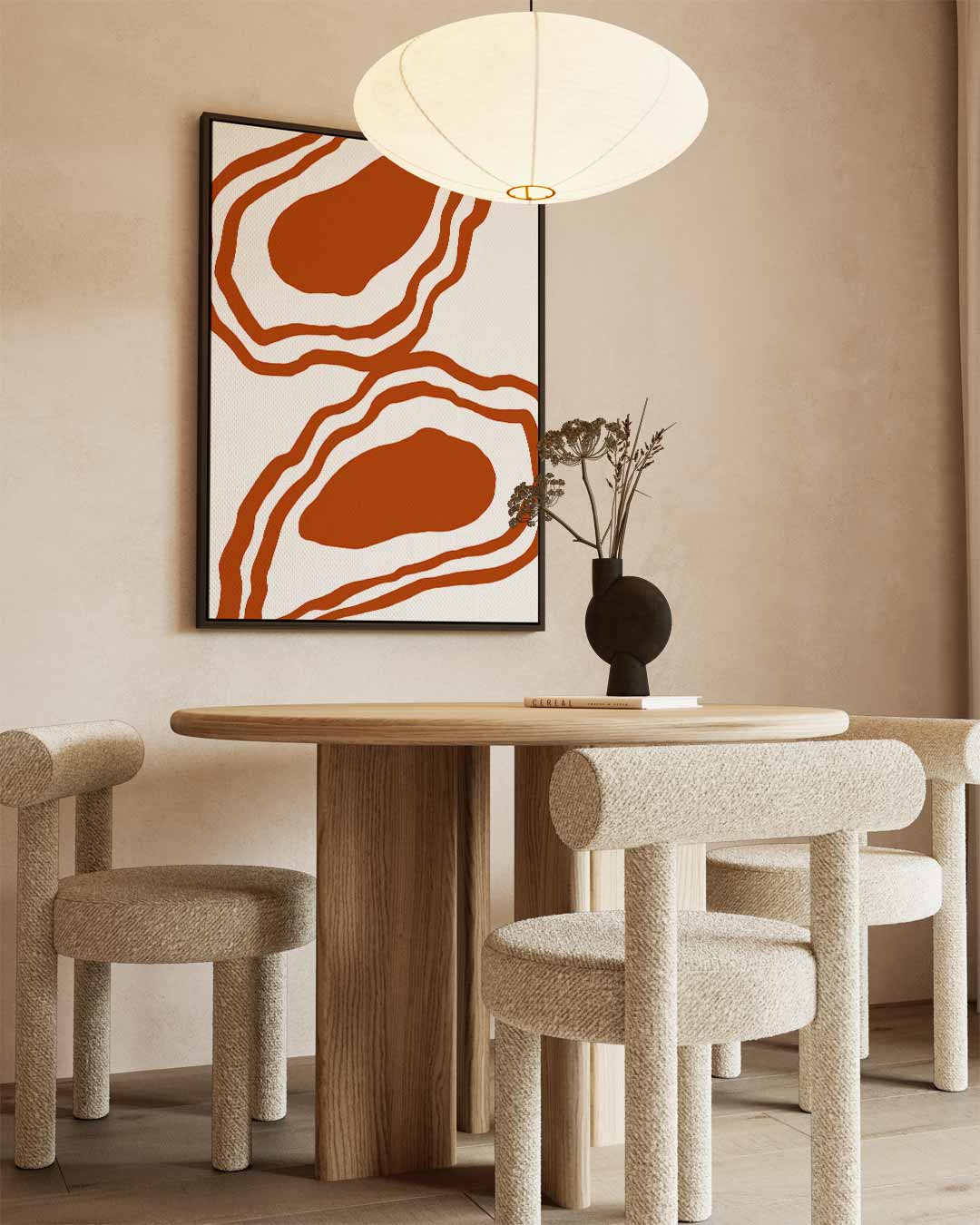 Organische Patronen in Aardetinten – canvas wanddecoratie in portret formaat