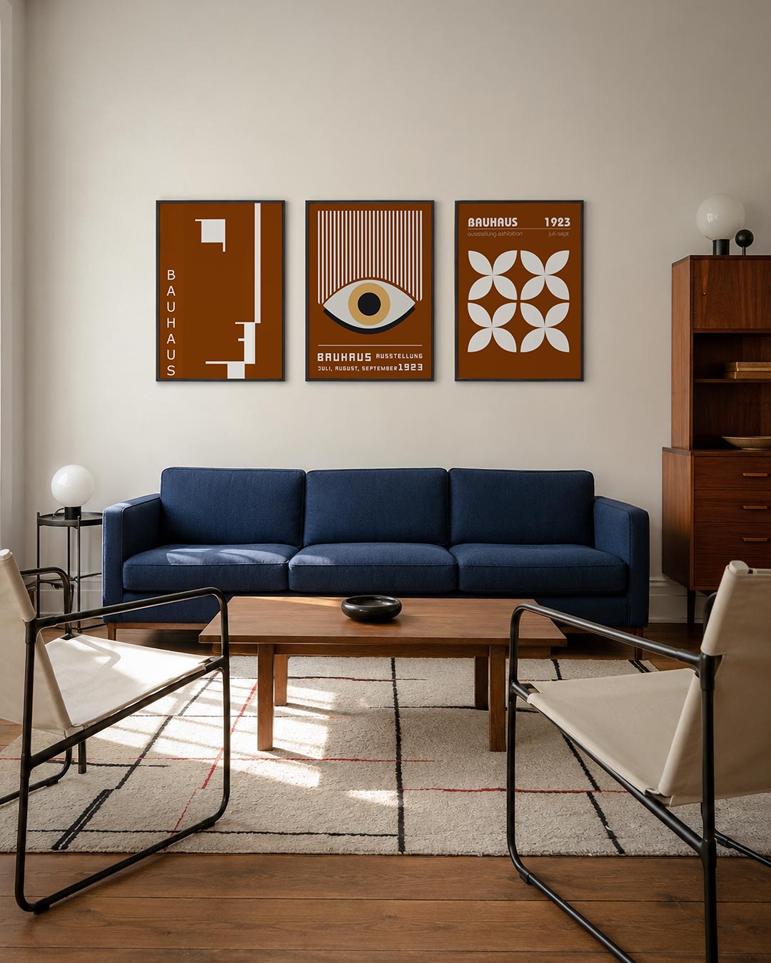 Vormen en vlakken driedelige posterset – deze posterset in drie delen toont een spel van bruine en witte vlakken. Rechte