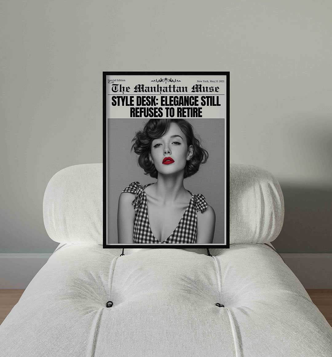Stijlvolle vrouw met rode lippen – staande Pop Art wanddecoratie van WallArtistic