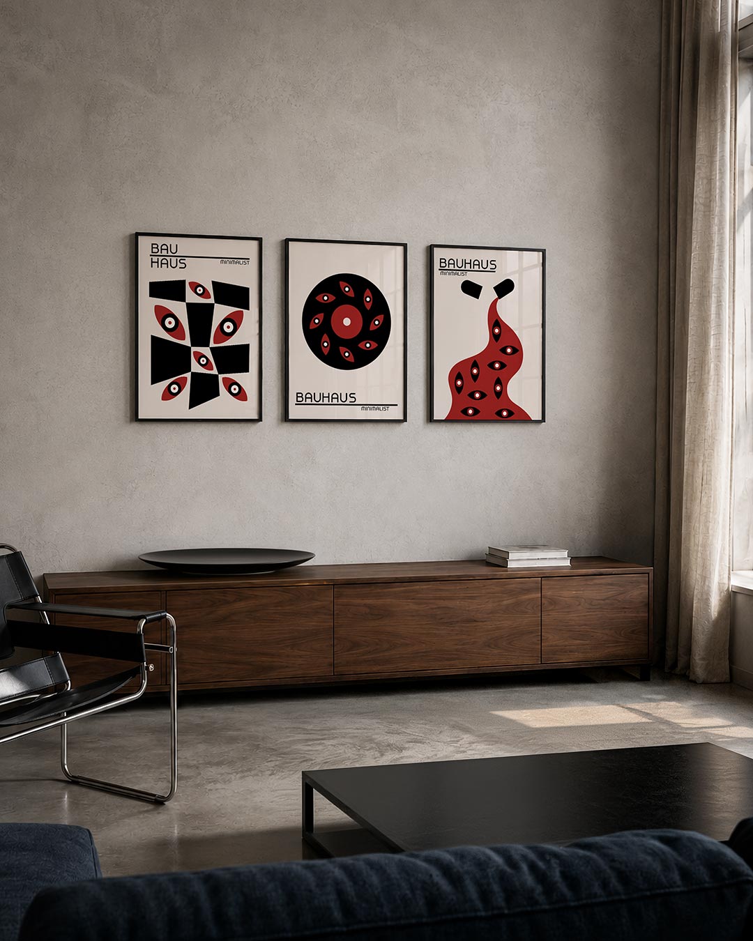 Vormen en vlakken posterset – tweede productweergave – deze posterset in drie delen toont een speelse combinatie van zwarte