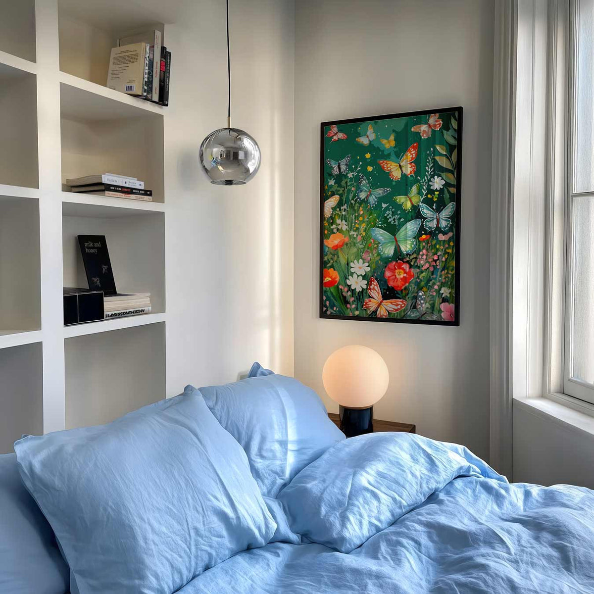 Vlinders en Bloemen Paradijs – mindful poster als rustige wanddecoratie