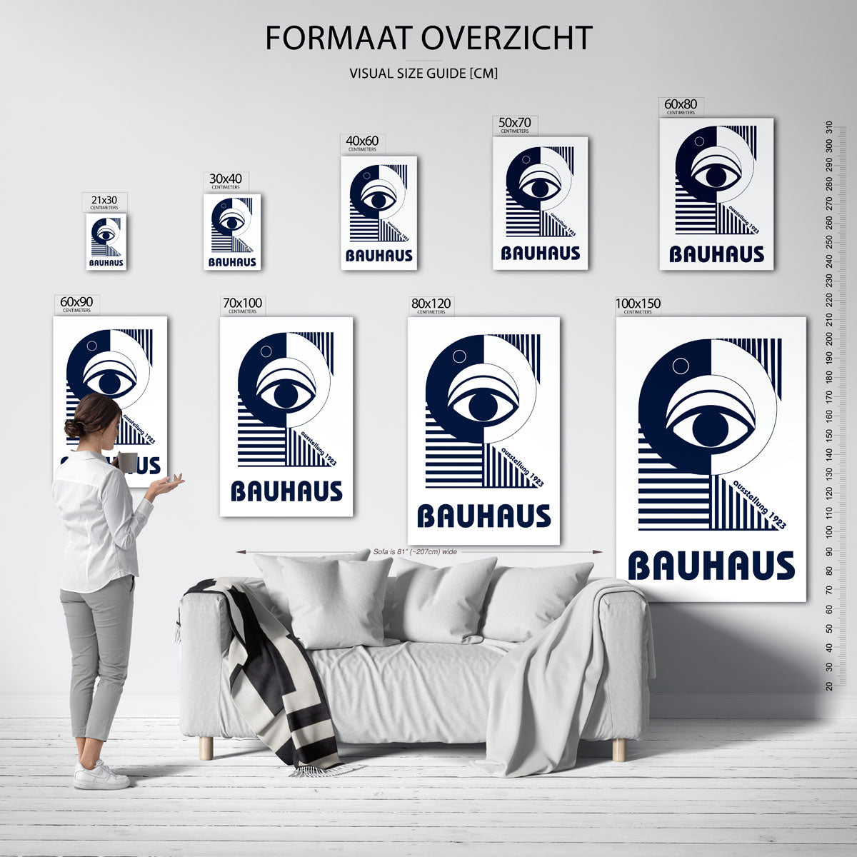 Oog en lijnen – geometrische poster in Bauhaus-stijl van WallArtistic