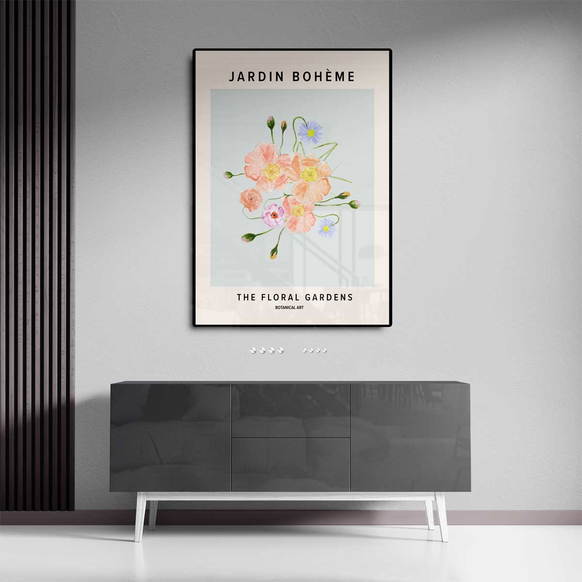 Bloeiende Bohemien Tuin – canvas wanddecoratie in portret formaat