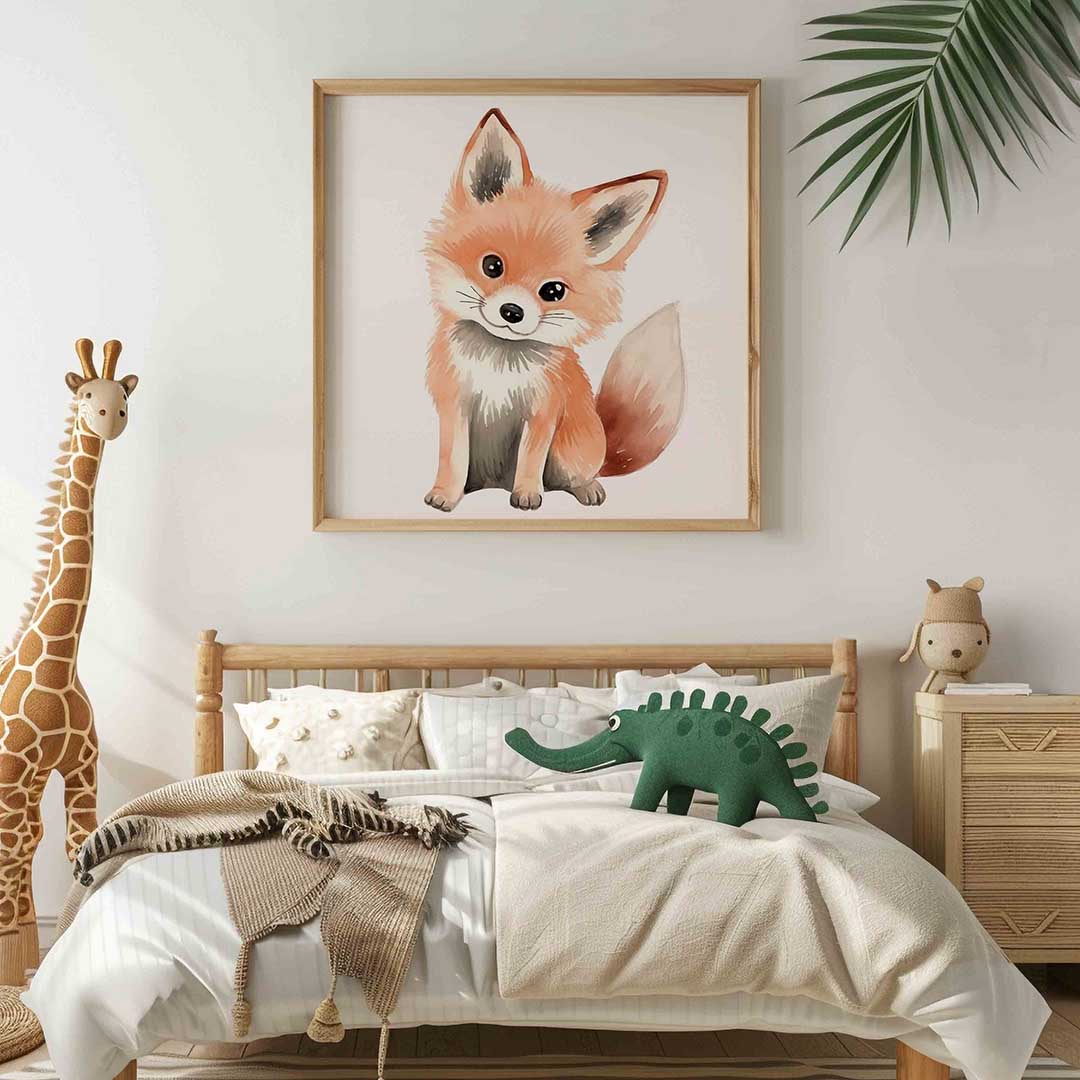 Schattige vos – vierkante kinderkamer wanddecoratie van WallArtistic