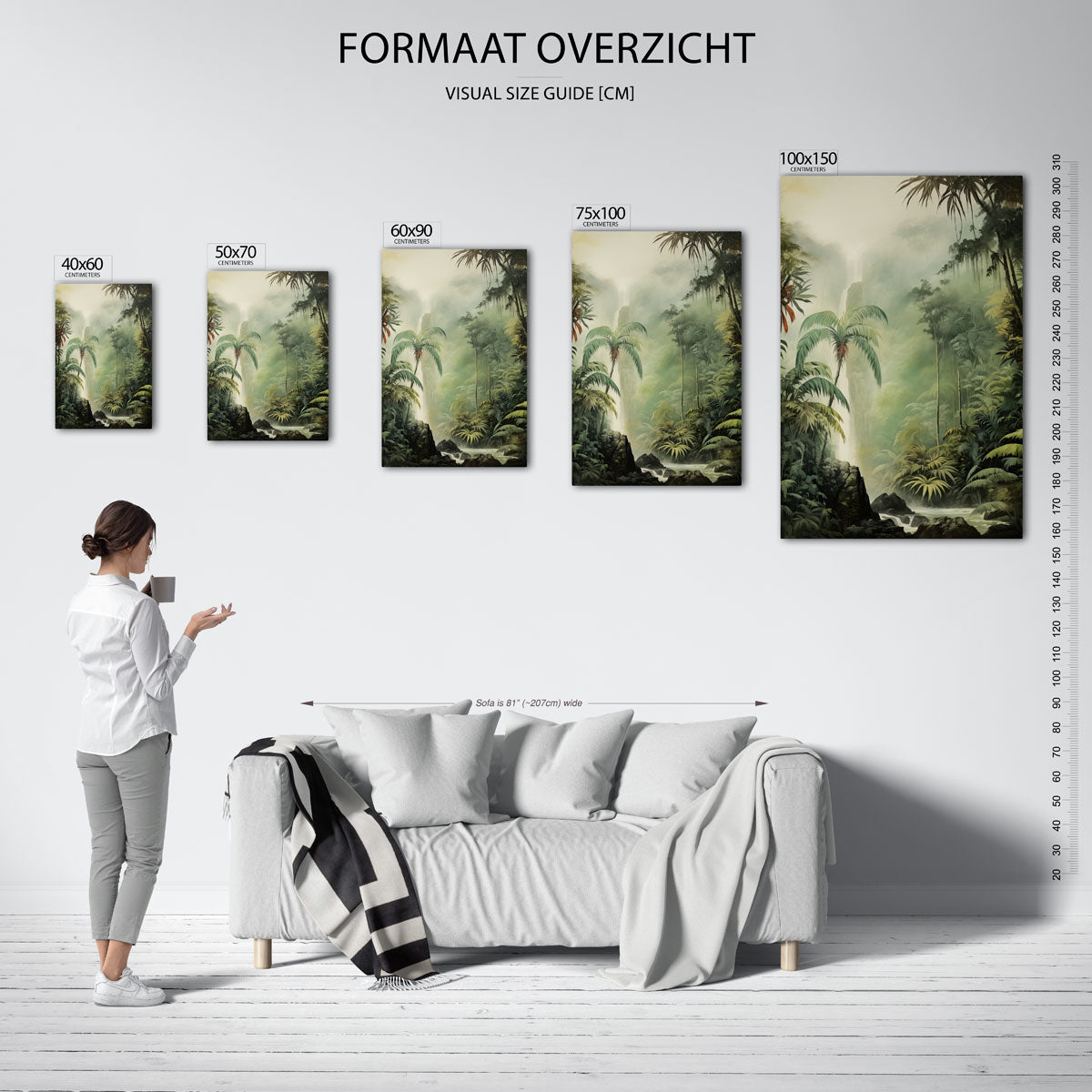 Tropisch boslandschap – staand wanddecoratie kunstwerk