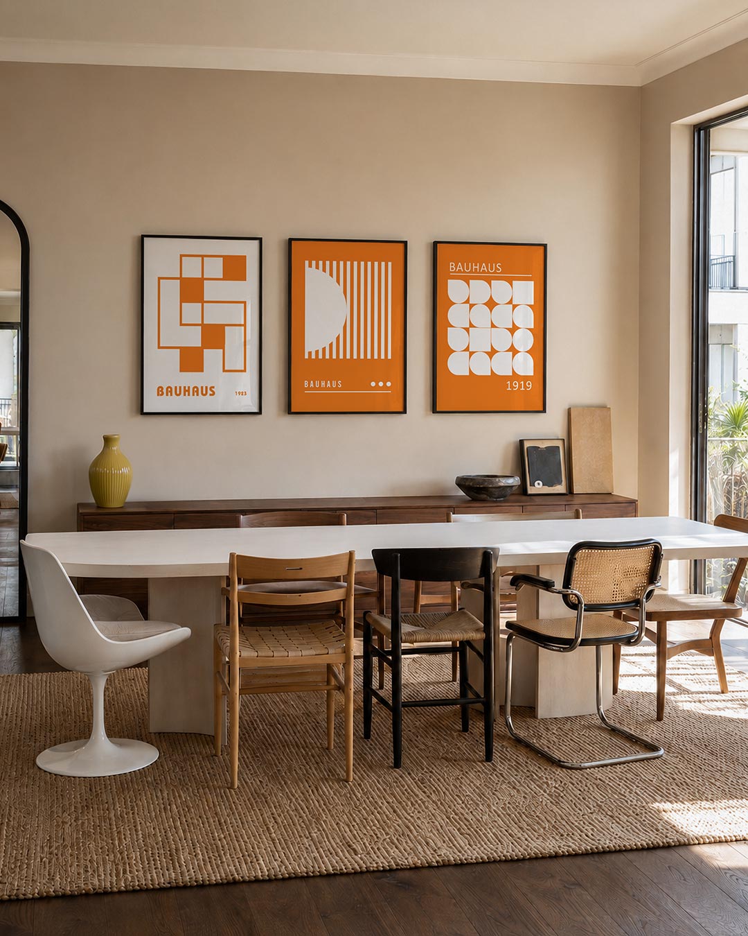 Vorm en kleur posterset – tweede productweergave – deze posterset in drie delen toont een speelse combinatie van oranje en
