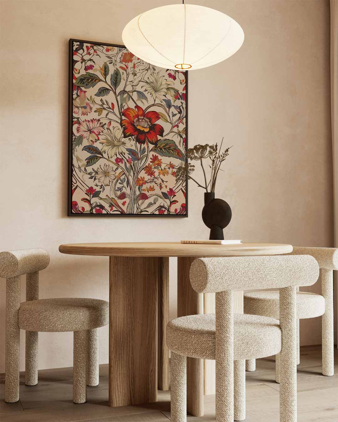 Bloemenpracht op Canvas – kunstwerk met zwarte baklijst