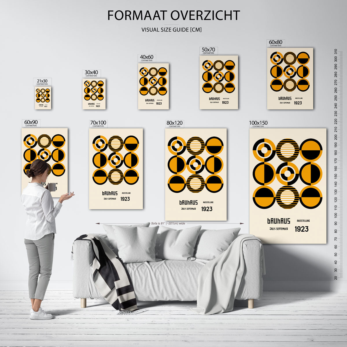 Cirkelritme en kleur – geometrische poster in Bauhaus-stijl van WallArtistic