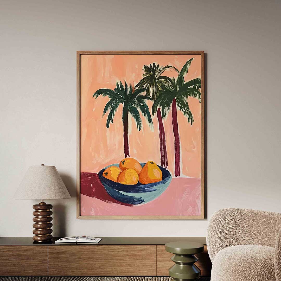 Palmbomen en fruit – tropische jungle poster in staand formaat