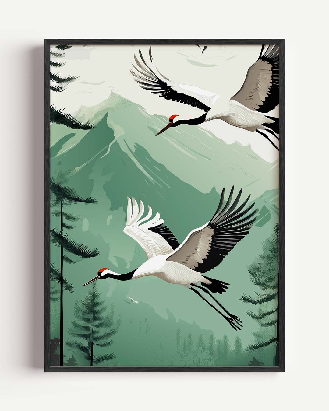 Vliegende Kraanvogels – dieren portret poster als wanddecoratie