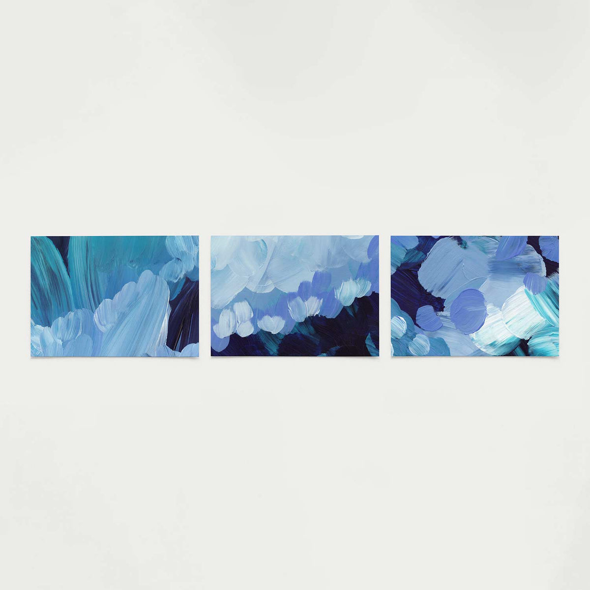 Blauwe borstelstreken Posterset