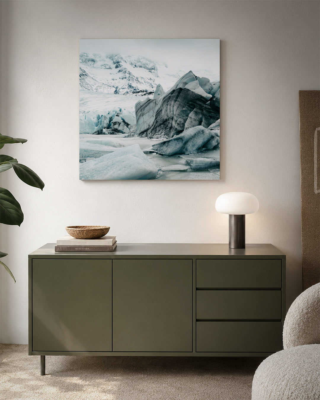 Ijslandschap bergen kunstwerk – detailweergave – deze kunstwerk toont een indrukwekkend ijslandschap met scherpe lijnen en