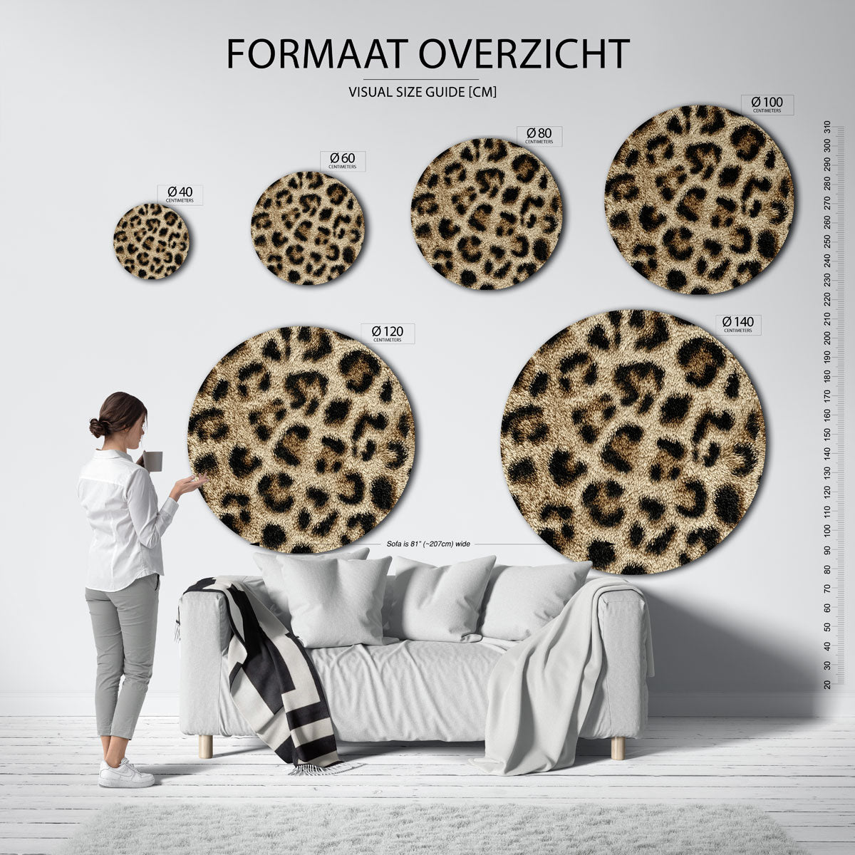 Luipaardprint – safari wandkunst als moderne muurcirkel