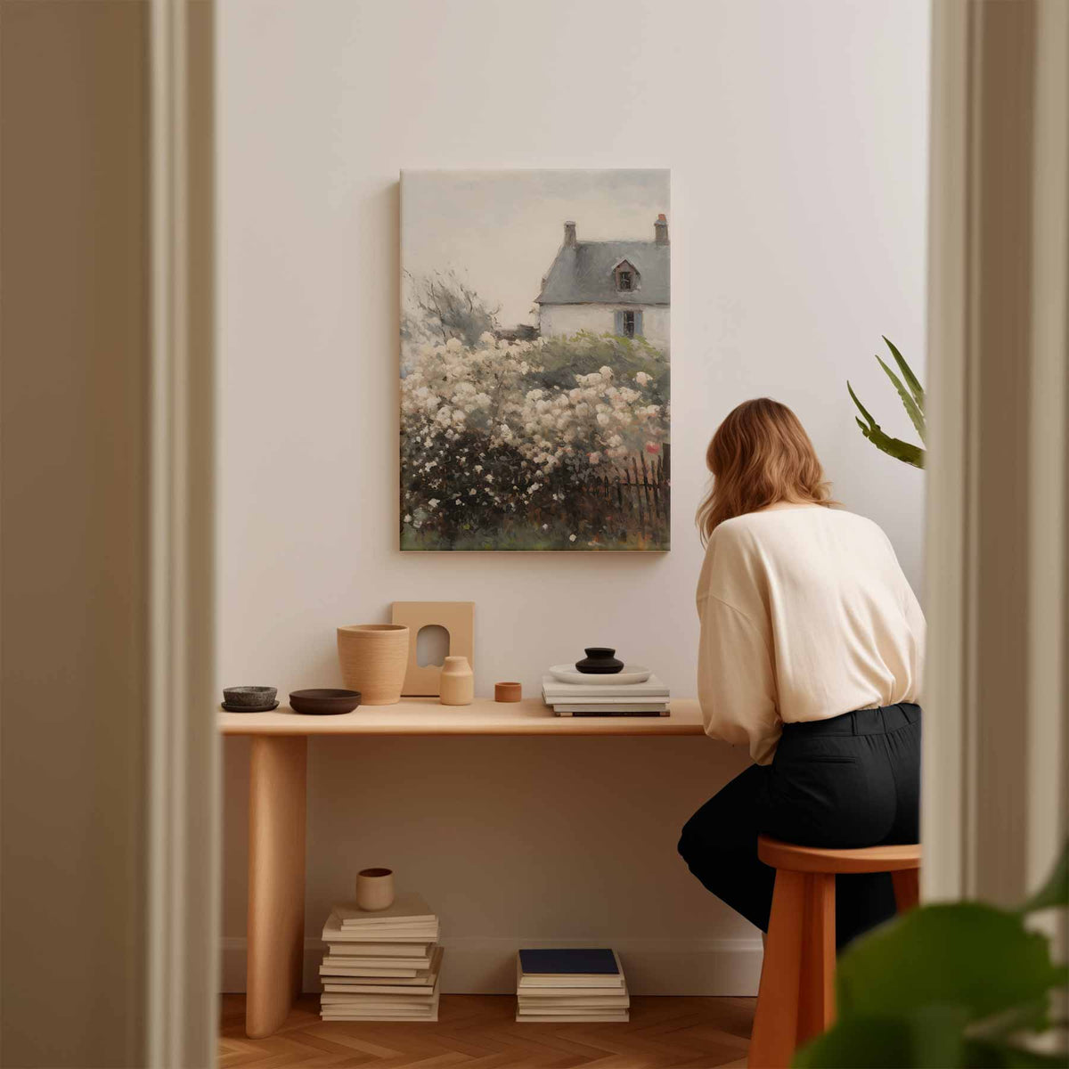 Rustieke Bloementuin bij het Landhuis – kunstwerk met zwarte baklijst