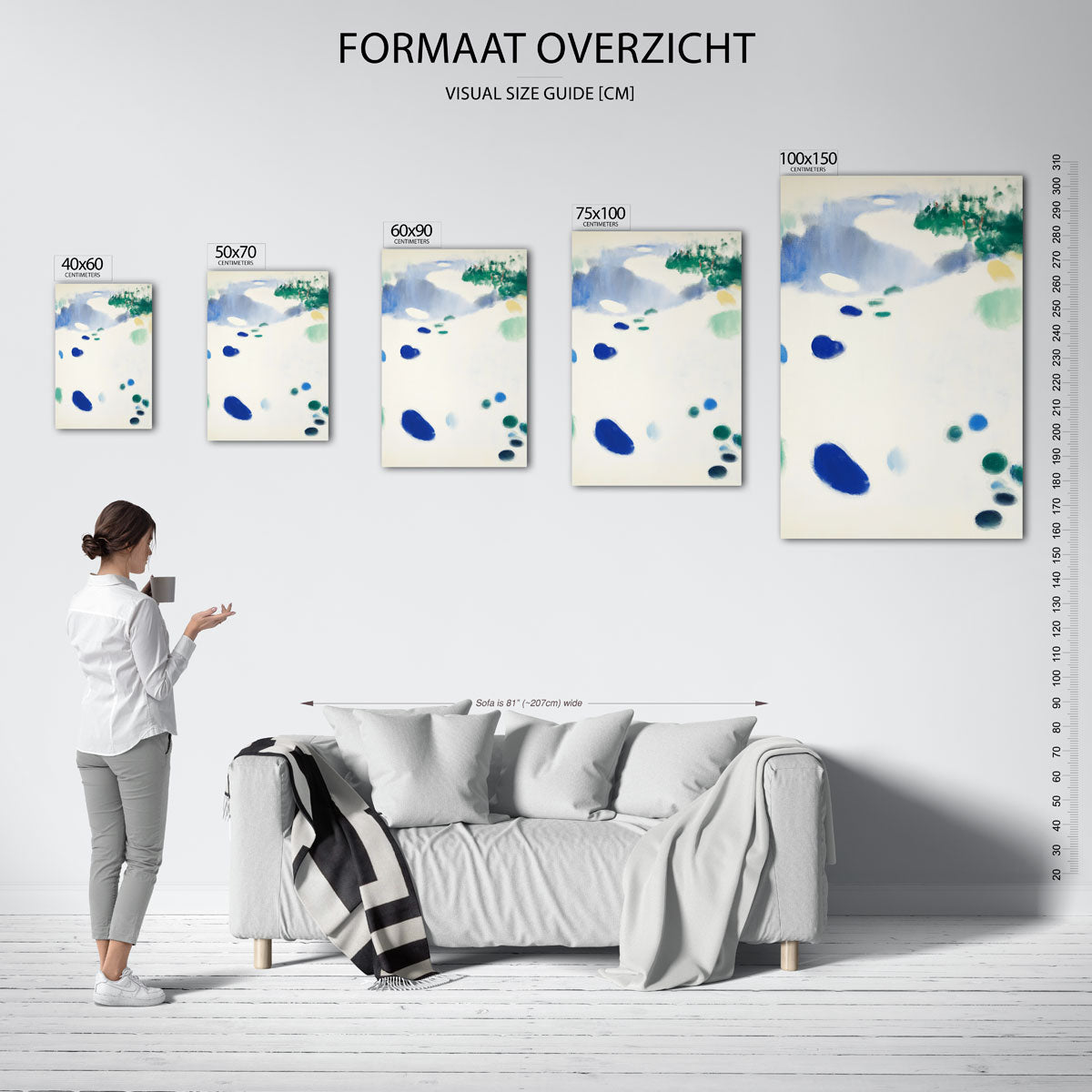 Vloeiende kleurencompositie – staand wanddecoratie kunstwerk