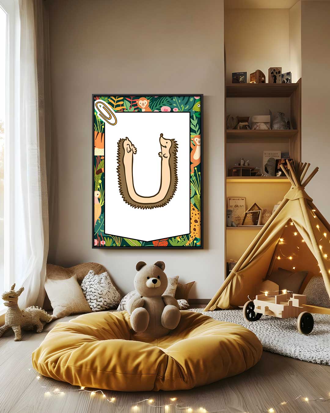 Twee schattige egels in een warm omarmingsontwerp – staand kunstwerk voor modern interieur