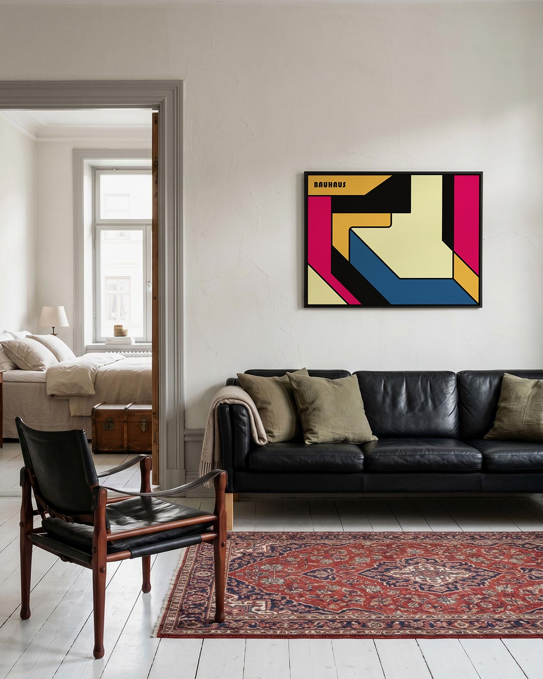 Vorm en kleurvlakken – geometrische Bauhaus poster in liggend formaat