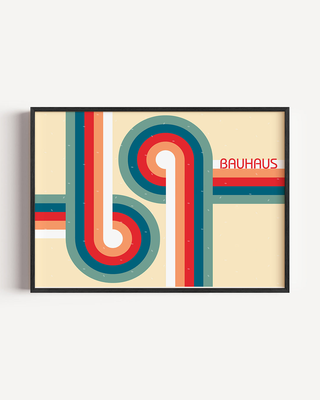 Kleurrijke lijnen – liggende Bauhaus poster als wanddecoratie