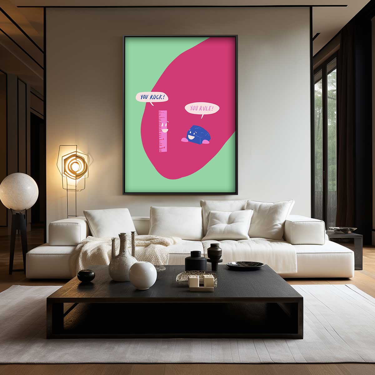 Vrolijke Vriendschap Illustratie – modern portret kunstwerk van WallArtistic