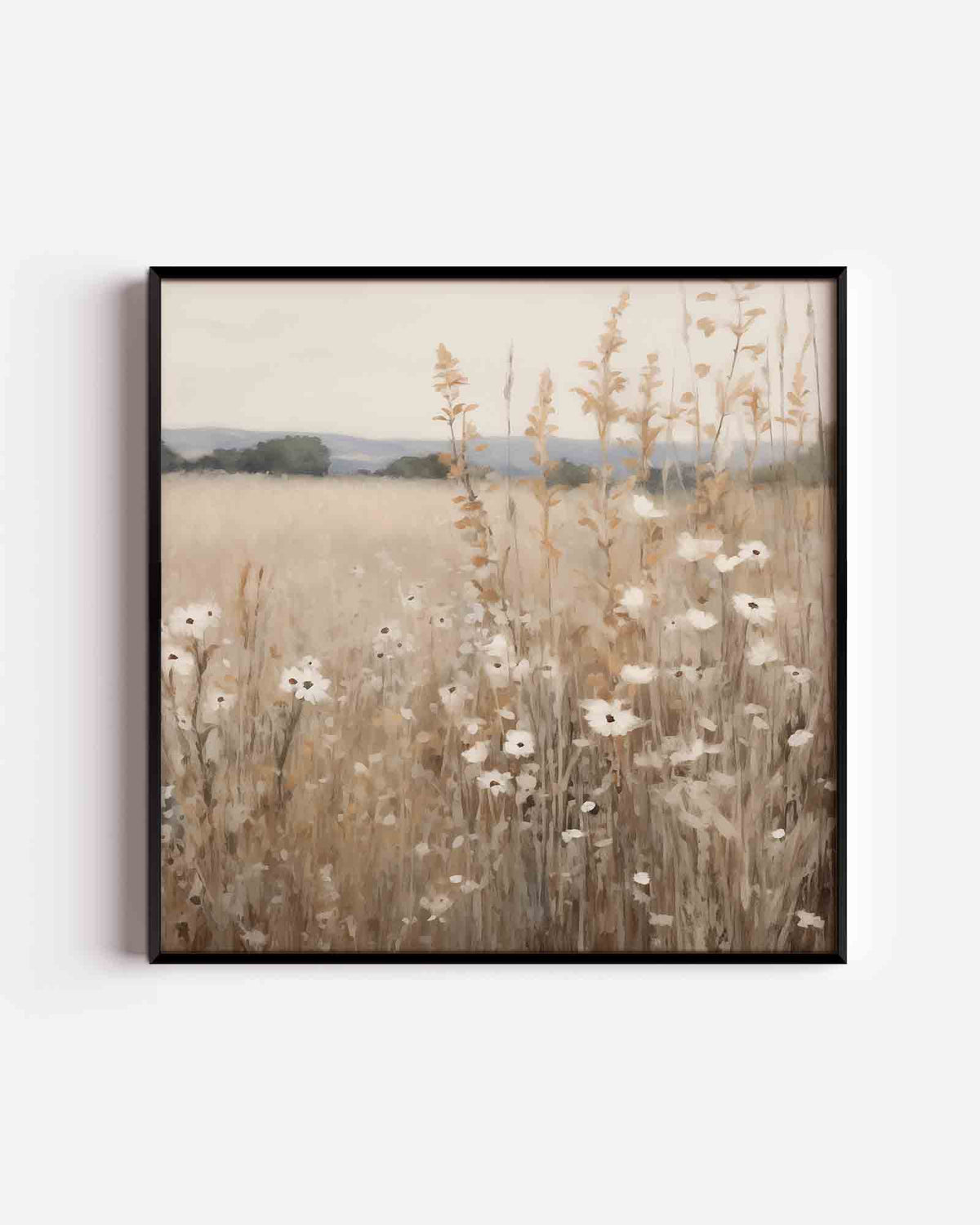 Veld met bloemen – vierkante poster met kleur en vormen als wanddecoratie