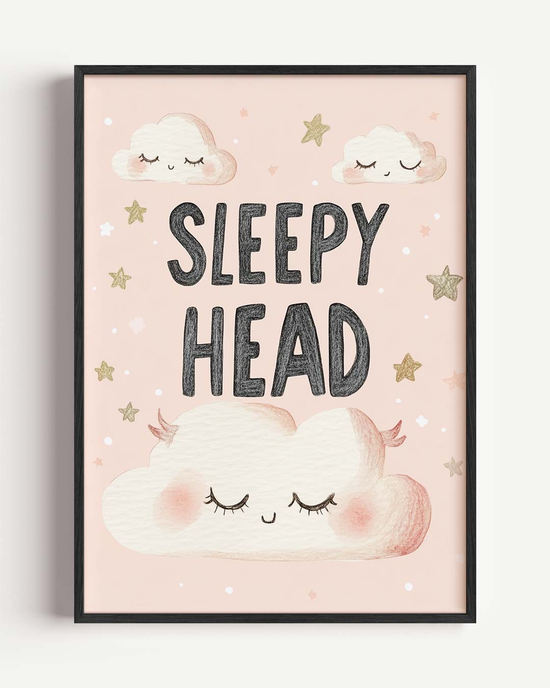 Dromerige Wolk Slaapkamerposter – kids portret poster als wanddecoratie