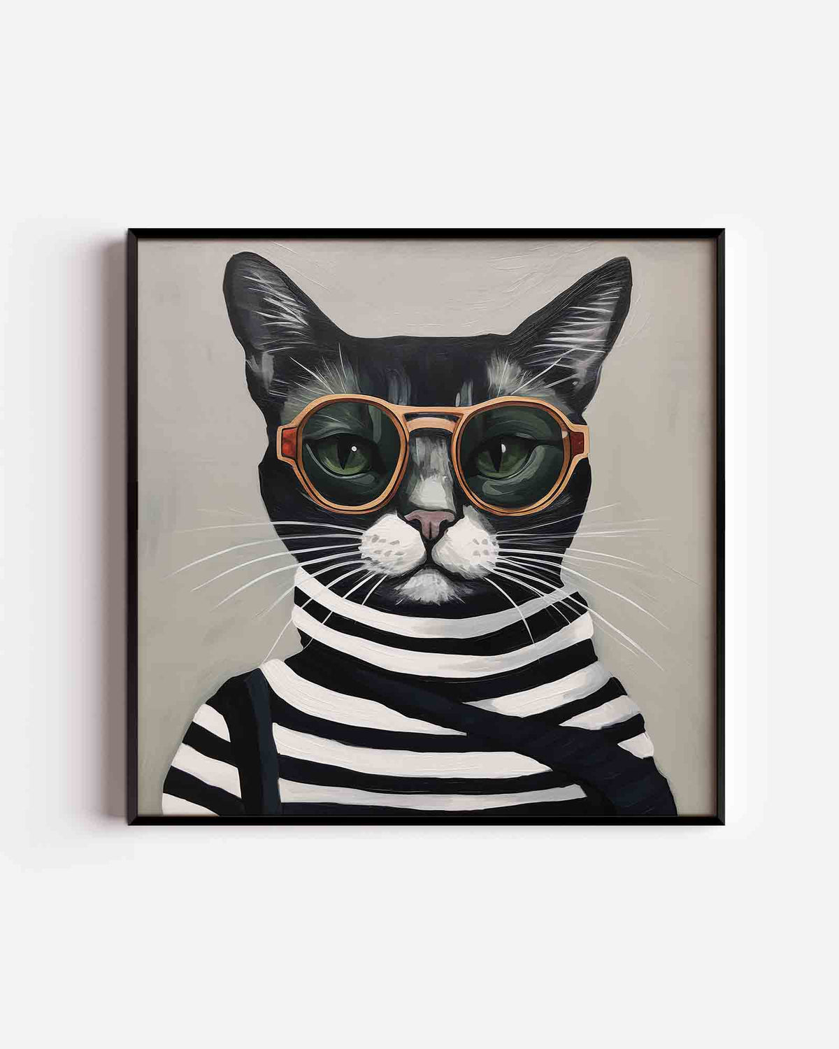 Kat met zonnebril – vierkante dierenposter als wanddecoratie