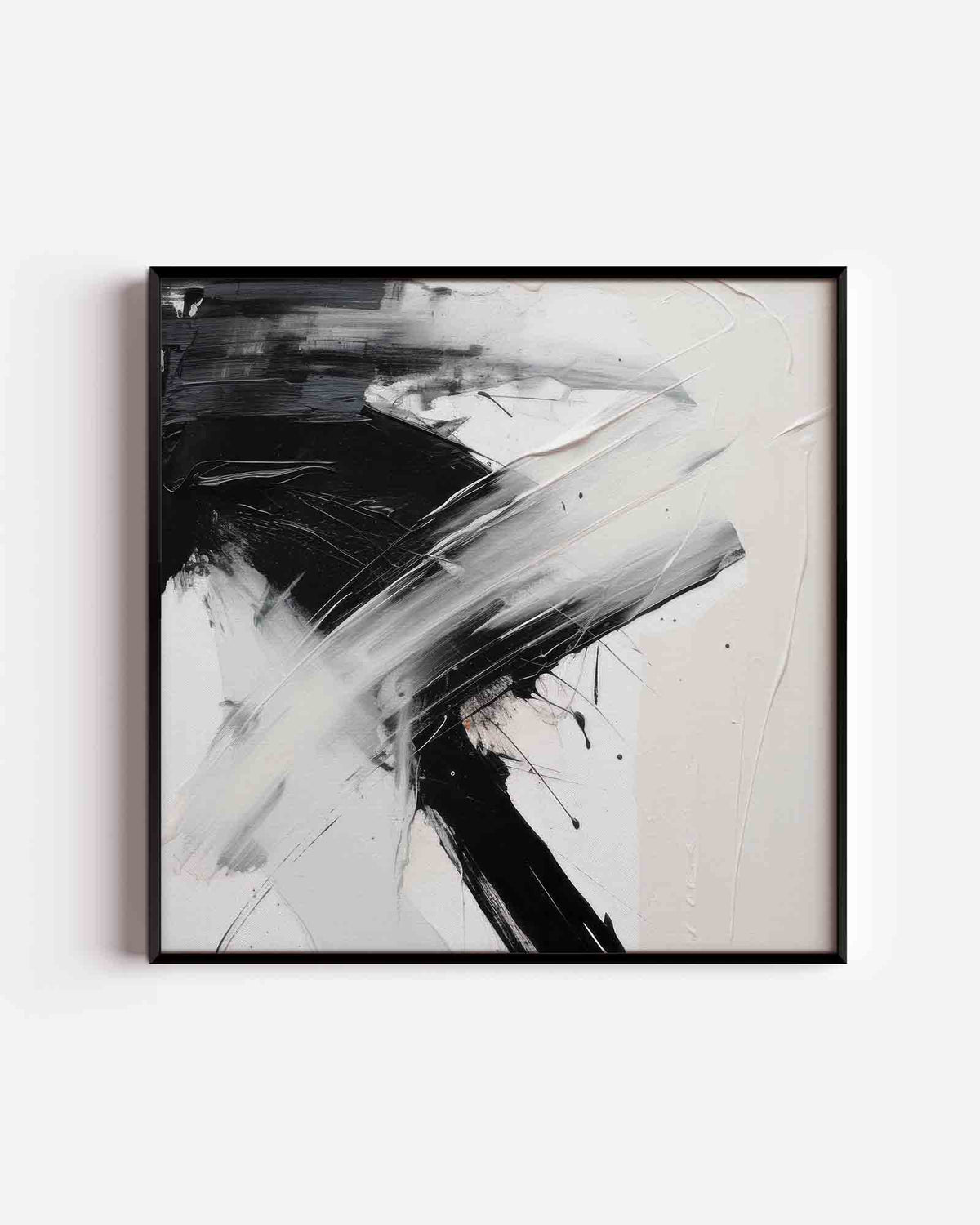 Abstracte zwart wit – zacht abstracte vierkante poster als wanddecoratie