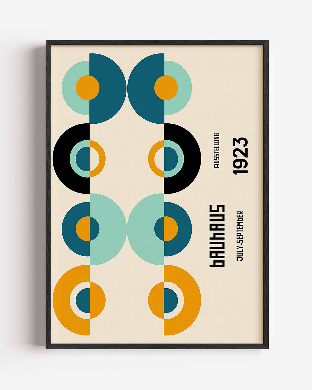 Cirkelvormen en kleur – staande Bauhaus poster als wanddecoratie