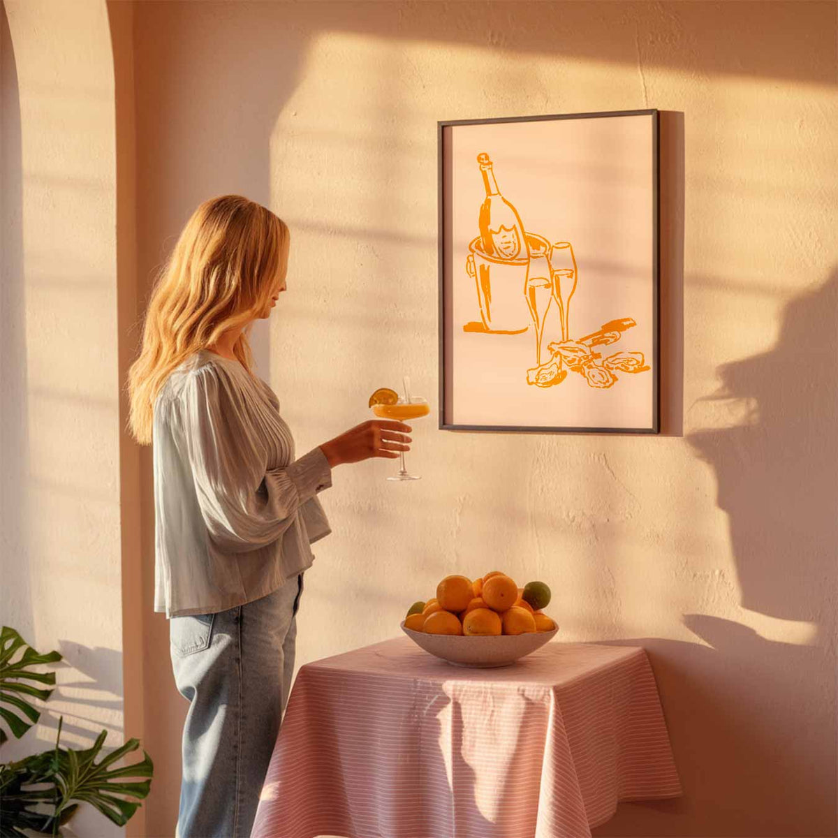 Luxe Champagne Moment – keuken poster als sfeervolle staande wanddecoratie