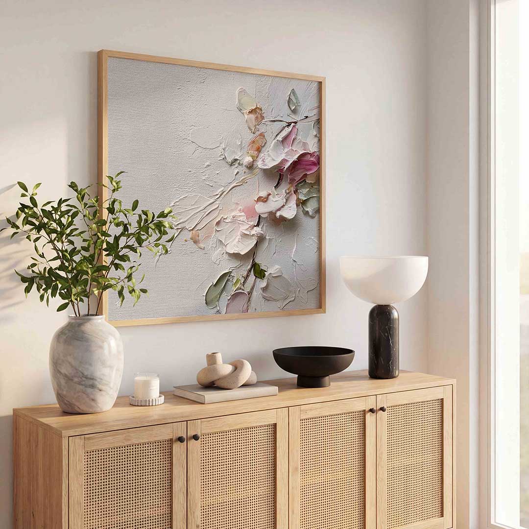 Bloemmotief met pasteltinten – abstracte wandkunst als vierkante poster