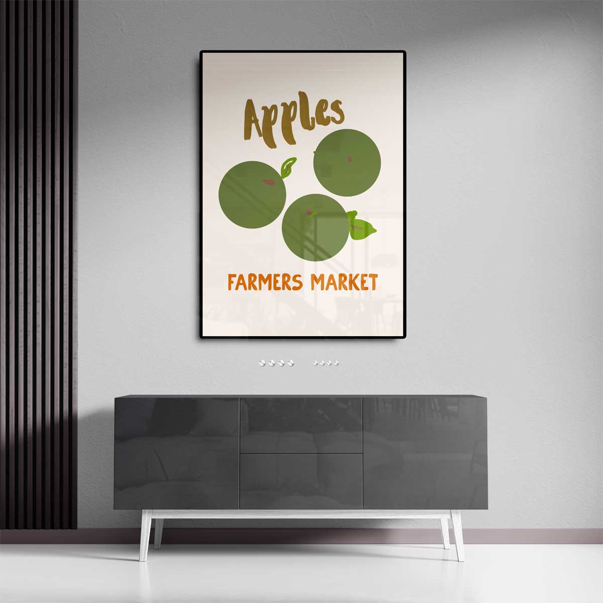 Groene Appelmarkt – staande wandkunst voor woonkamer of interieur