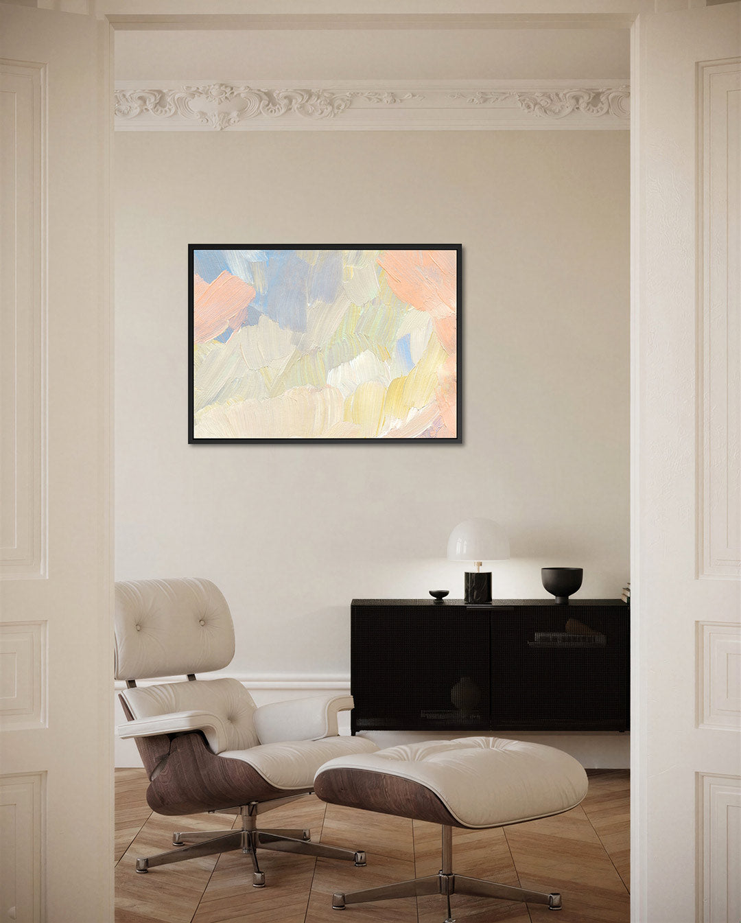 Zachte kleuren compositie – liggende wanddecoratie