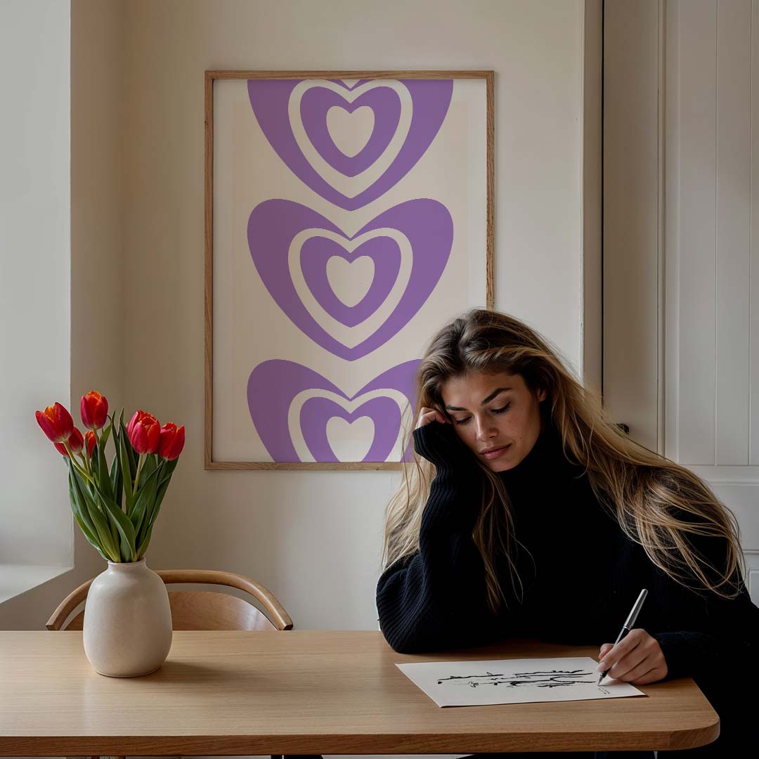 Liefdevolle Hartjes – staande muurposter voor een modern interieur