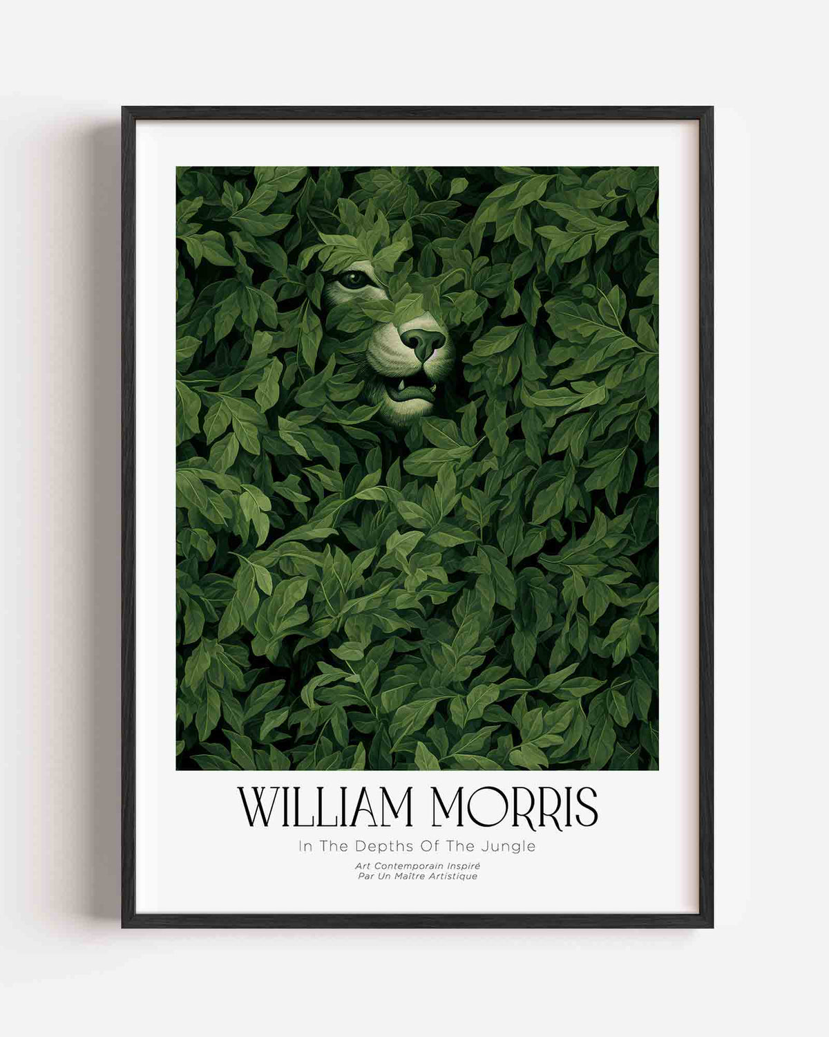 Groen bladerdek met dier – William Morris portret poster als wanddecoratie